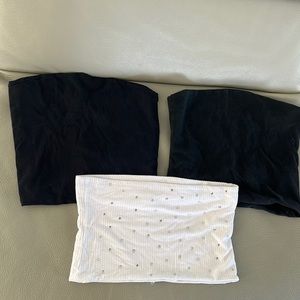 Cute tube tops. 2 black brandy Melville 1 LF white rhinestone.